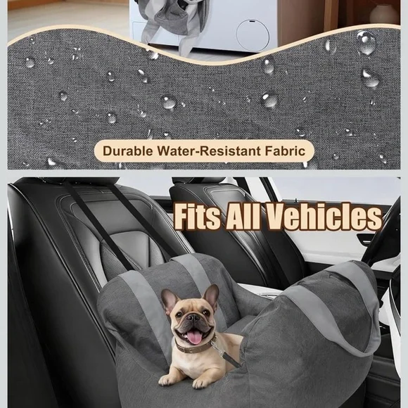 Cozy Gray Pet Booster Car Seat for Small Pets - Picture 4 of 6